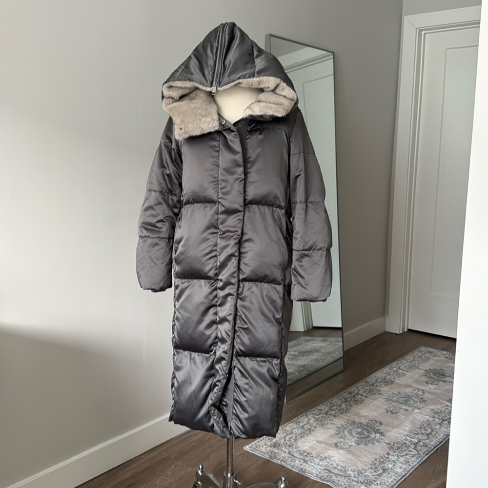 Long satin puffer